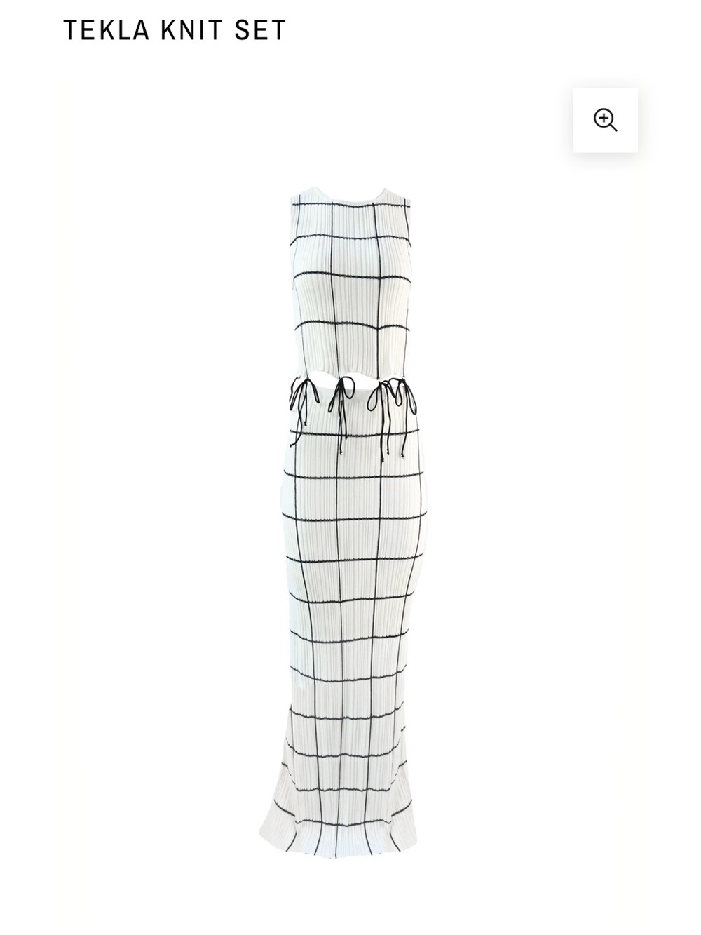 TEKLA White Grid Maxi Dress